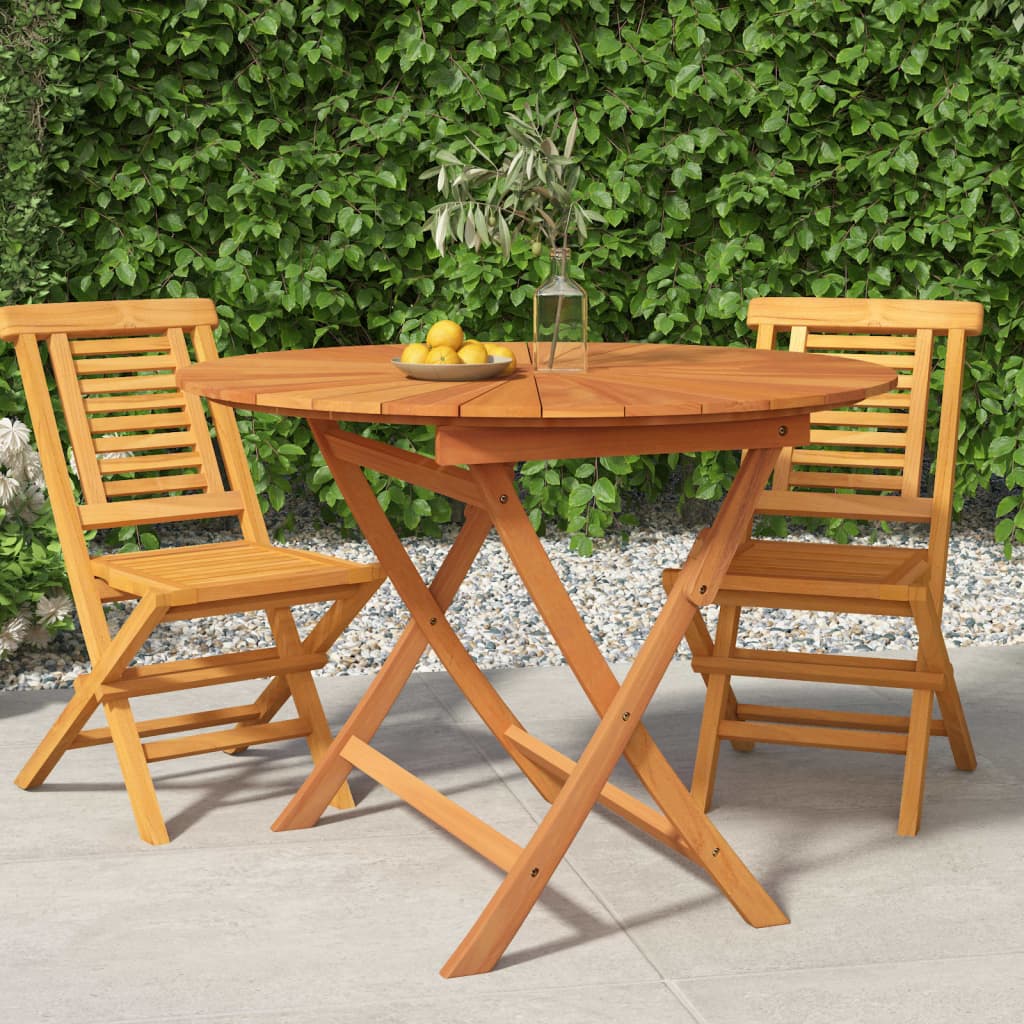 Mesa De Jardín Plegable Madera Maciza De Teca Ø 60 Cm