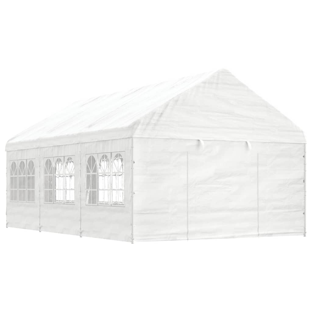 Cenador Con Techo Polietileno Blanco 11,15X4,08X3,22 M