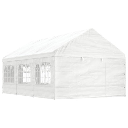 Cenador Con Techo Polietileno Blanco 11,15X4,08X3,22 M