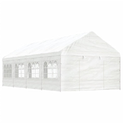 Cenador Con Techo Polietileno Blanco 11,15X4,08X3,22 M