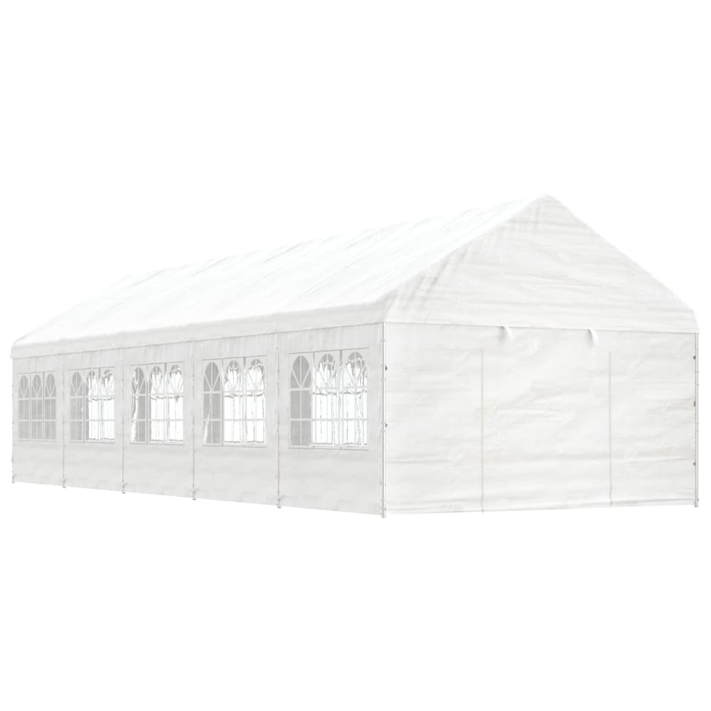 Cenador Con Techo Polietileno Blanco 11,15X4,08X3,22 M