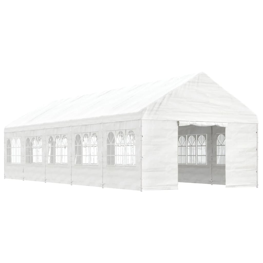 Cenador Con Techo Polietileno Blanco 11,15X4,08X3,22 M