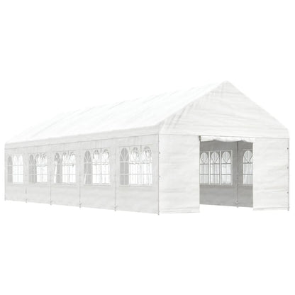 Cenador Con Techo Polietileno Blanco 11,15X4,08X3,22 M