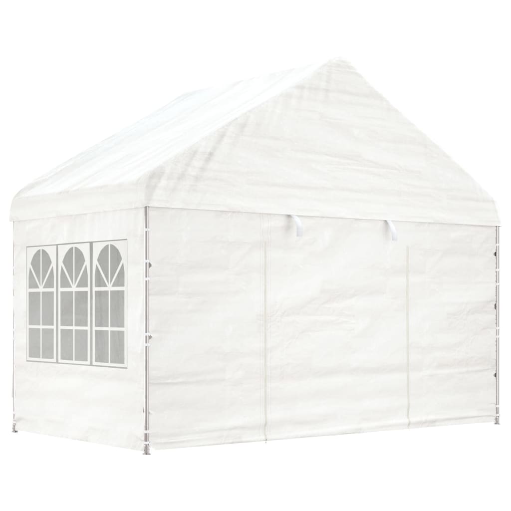Cenador Con Techo Polietileno Blanco 11,15X4,08X3,22 M