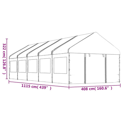 Cenador Con Techo Polietileno Blanco 11,15X4,08X3,22 M