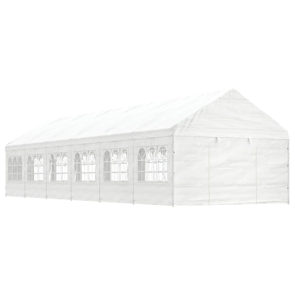 Cenador Con Techo Polietileno Blanco 11,15X4,08X3,22 M