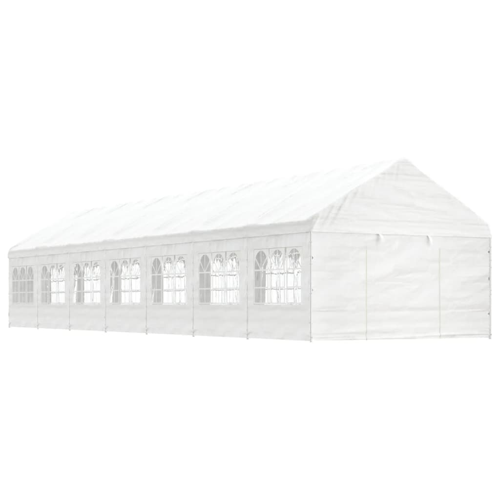 Cenador Con Techo Polietileno Blanco 11,15X4,08X3,22 M