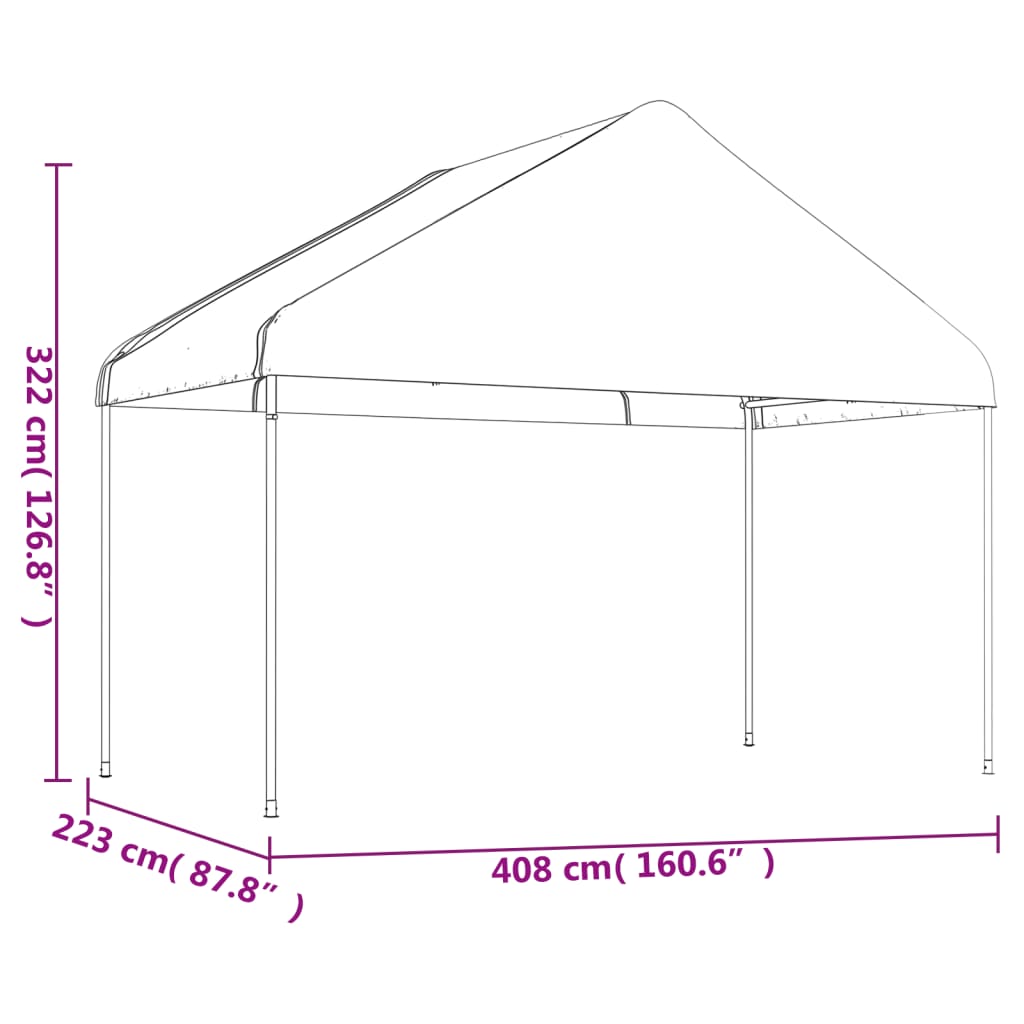 Cenador Con Techo Polietileno Blanco 20,07X4,08X3,22 M