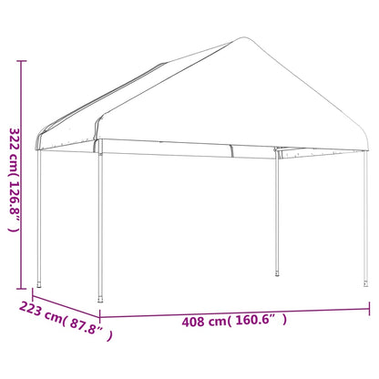 Cenador Con Techo Polietileno Blanco 20,07X4,08X3,22 M
