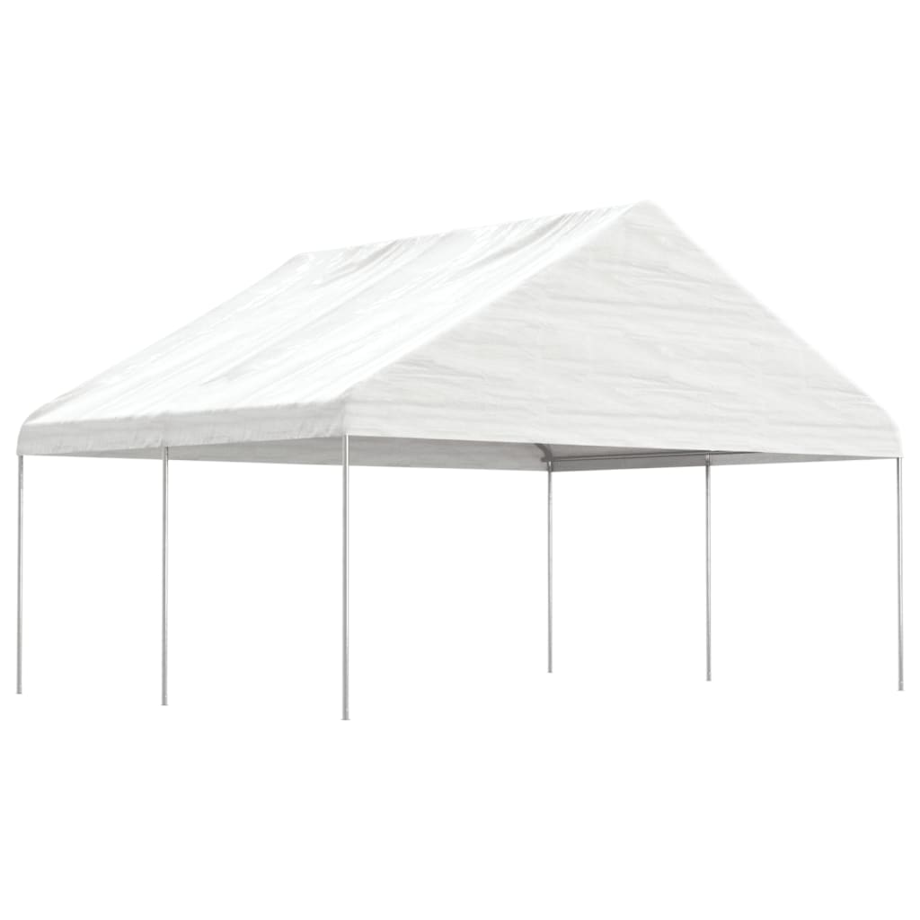 Cenador Con Techo Polietileno Blanco 5,88X2,23X3,75 M