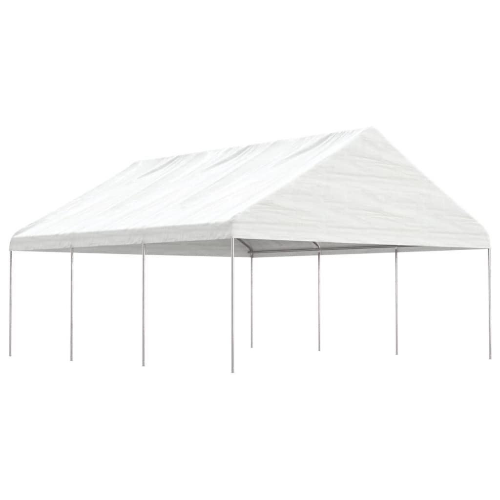 Cenador Con Techo Polietileno Blanco 5,88X2,23X3,75 M