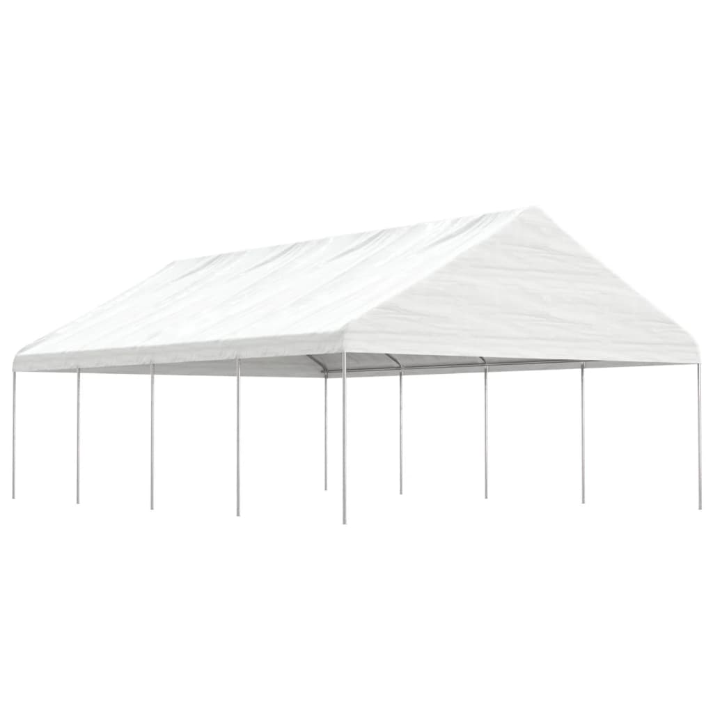 Cenador Con Techo Polietileno Blanco 5,88X2,23X3,75 M