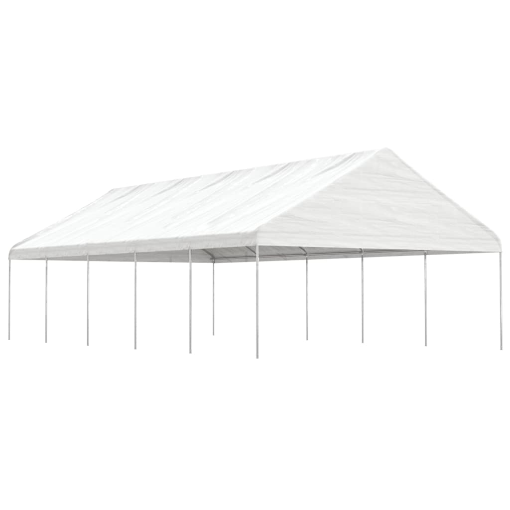 Cenador Con Techo Polietileno Blanco 5,88X2,23X3,75 M