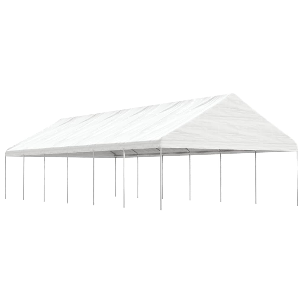 Cenador Con Techo Polietileno Blanco 5,88X2,23X3,75 M