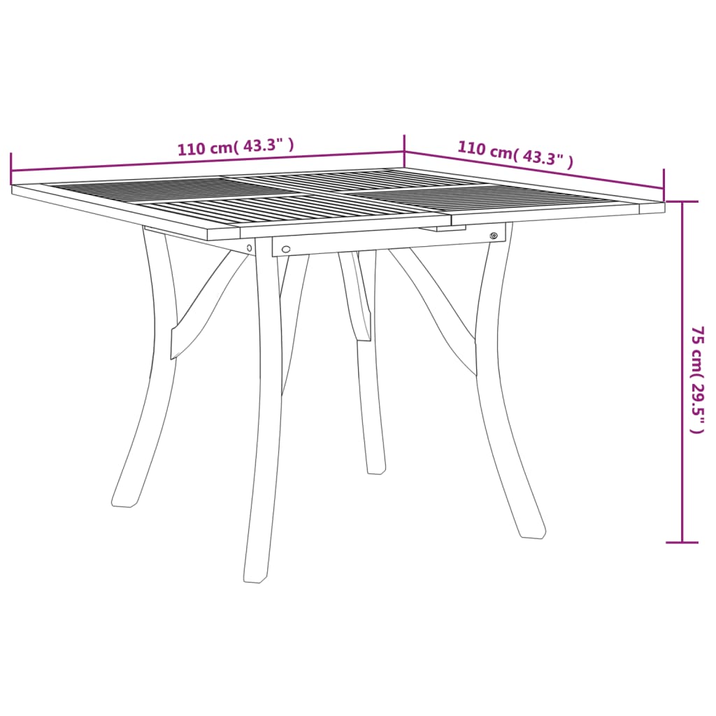 Mesa De Jardín Madera Maciza De Acacia