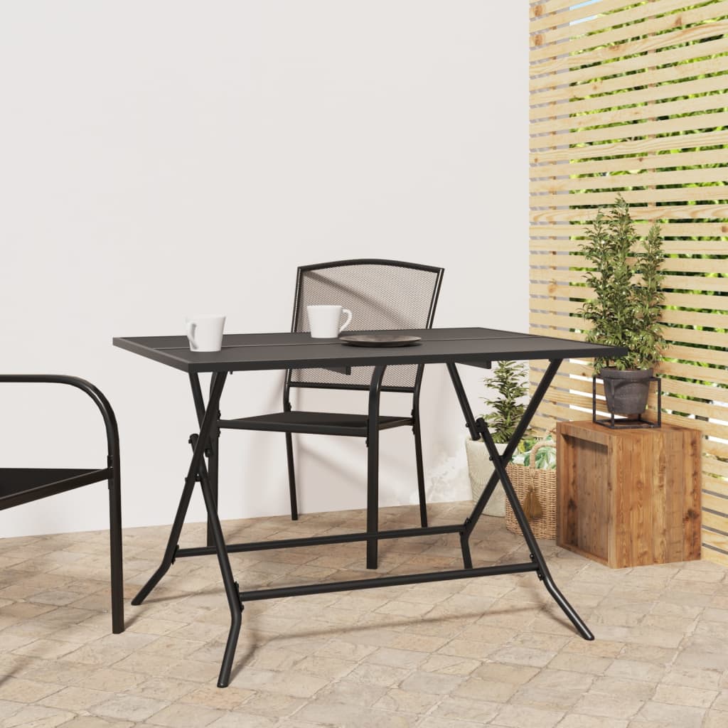 Mesa De Jardín Plegable Malla Acero Gris Antracita