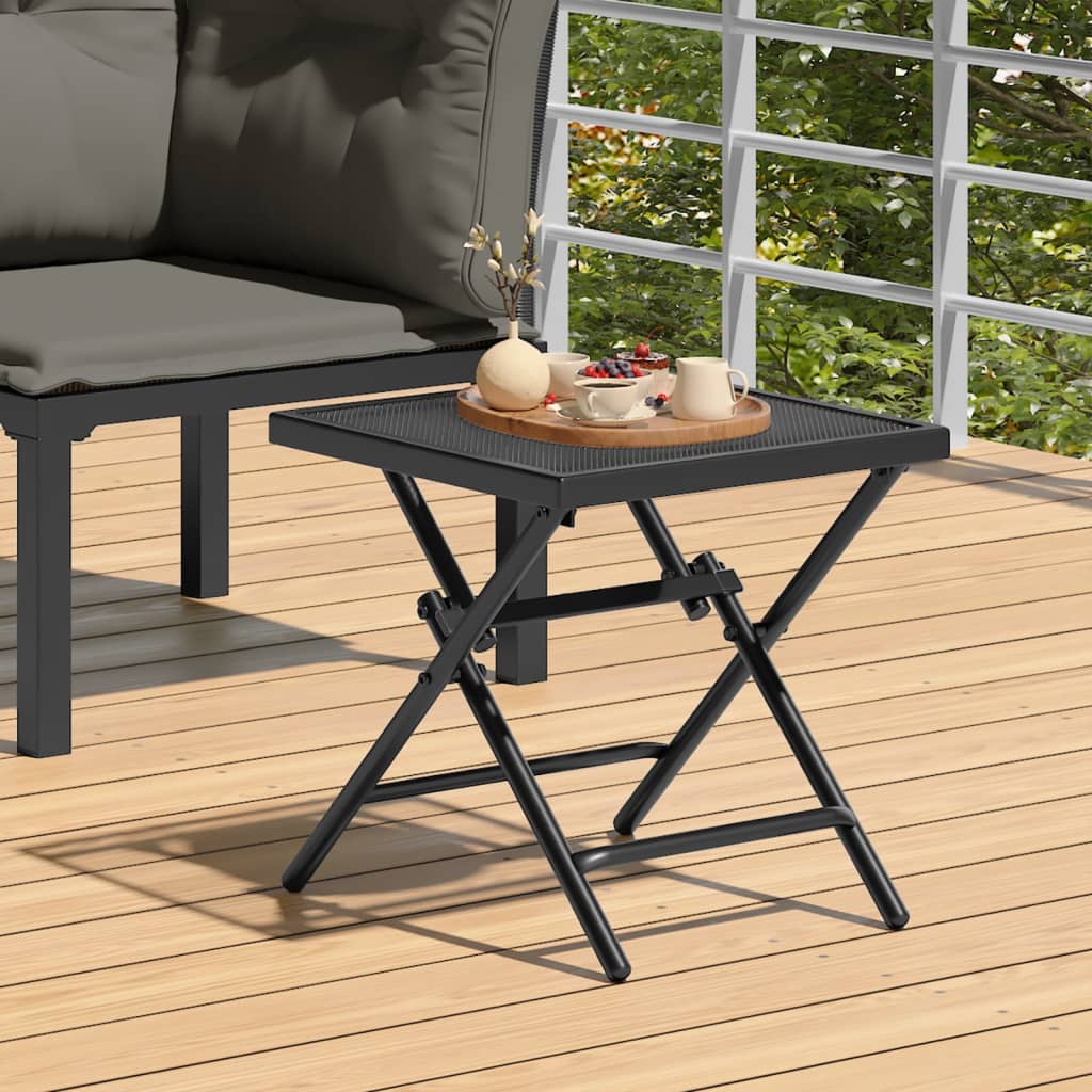 Mesa De Jardín Plegable Malla Acero Gris Antracita