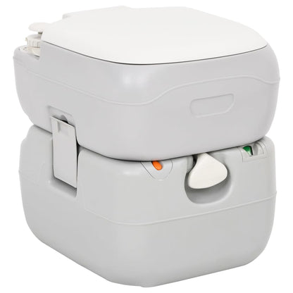 Inodoro De Camping Portátil Hdpe Gris Y Blanco 22+12 L