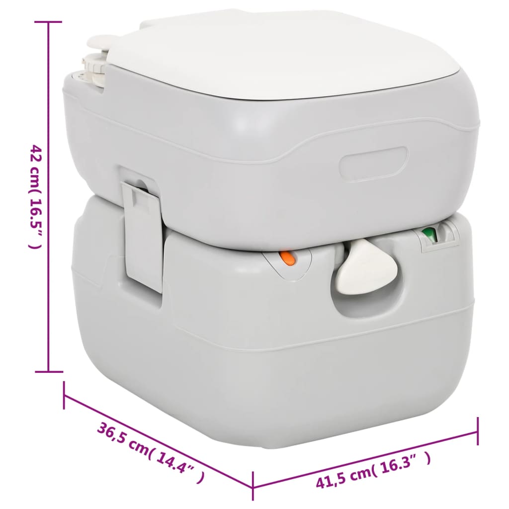 Inodoro De Camping Portátil Hdpe Gris Y Blanco 22+12 L