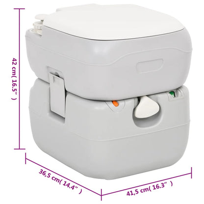 Inodoro De Camping Portátil Hdpe Gris Y Blanco 22+12 L