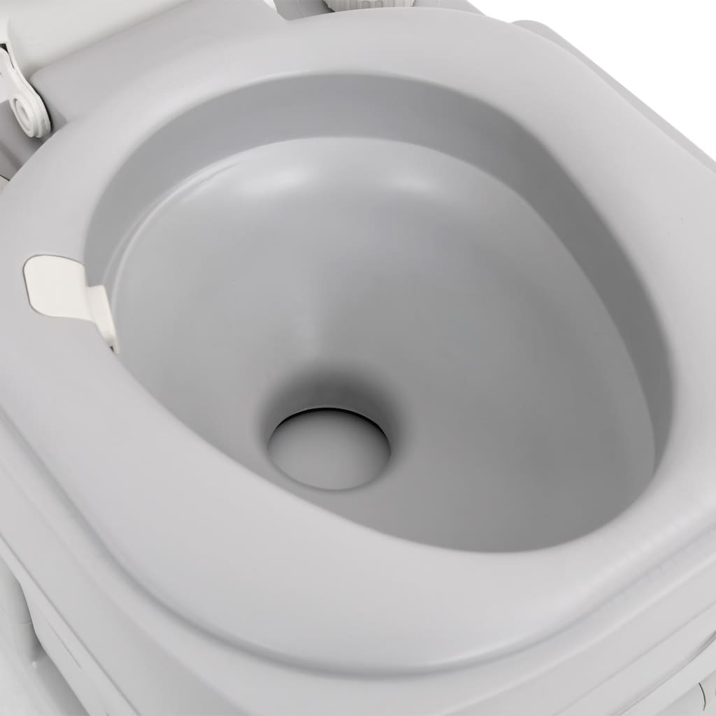 Inodoro De Camping Portátil Hdpe Gris Y Blanco 22+12 L