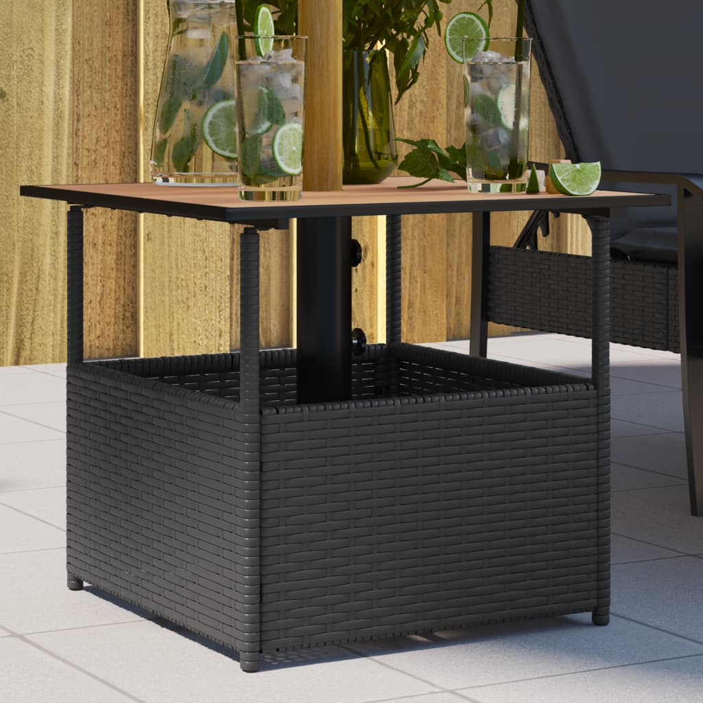 Mesa De Jardín Hueco De Sombrilla Ratán Pe 55X55X46,5 Cm