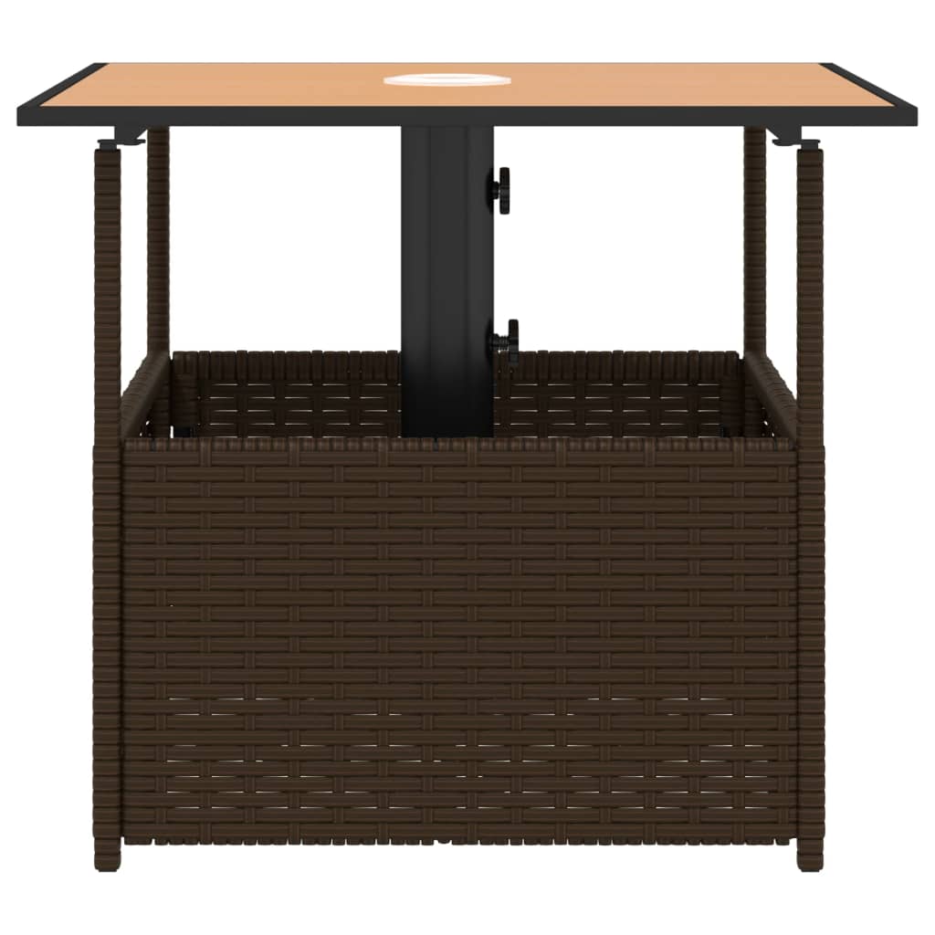 Mesa De Jardín Hueco De Sombrilla Ratán Pe 55X55X46,5 Cm