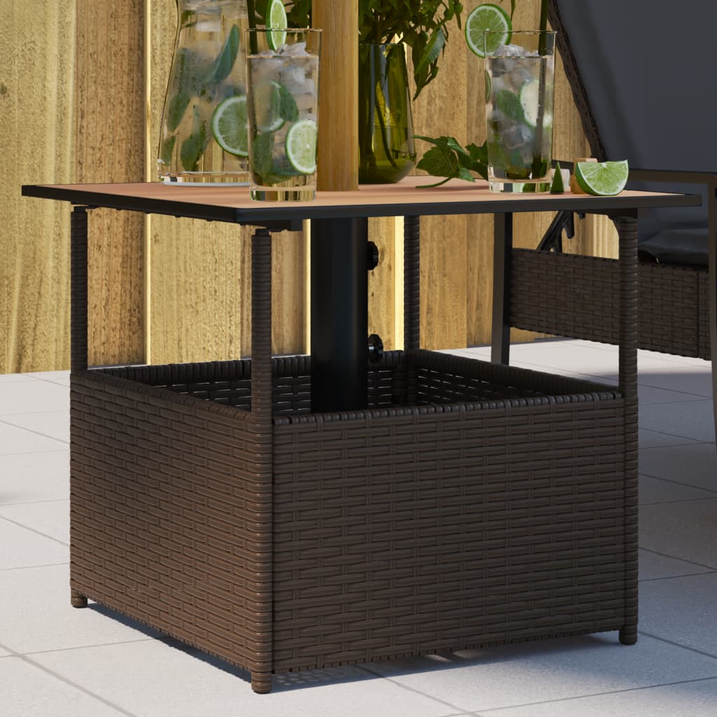 Mesa De Jardín Hueco De Sombrilla Ratán Pe 55X55X46,5 Cm