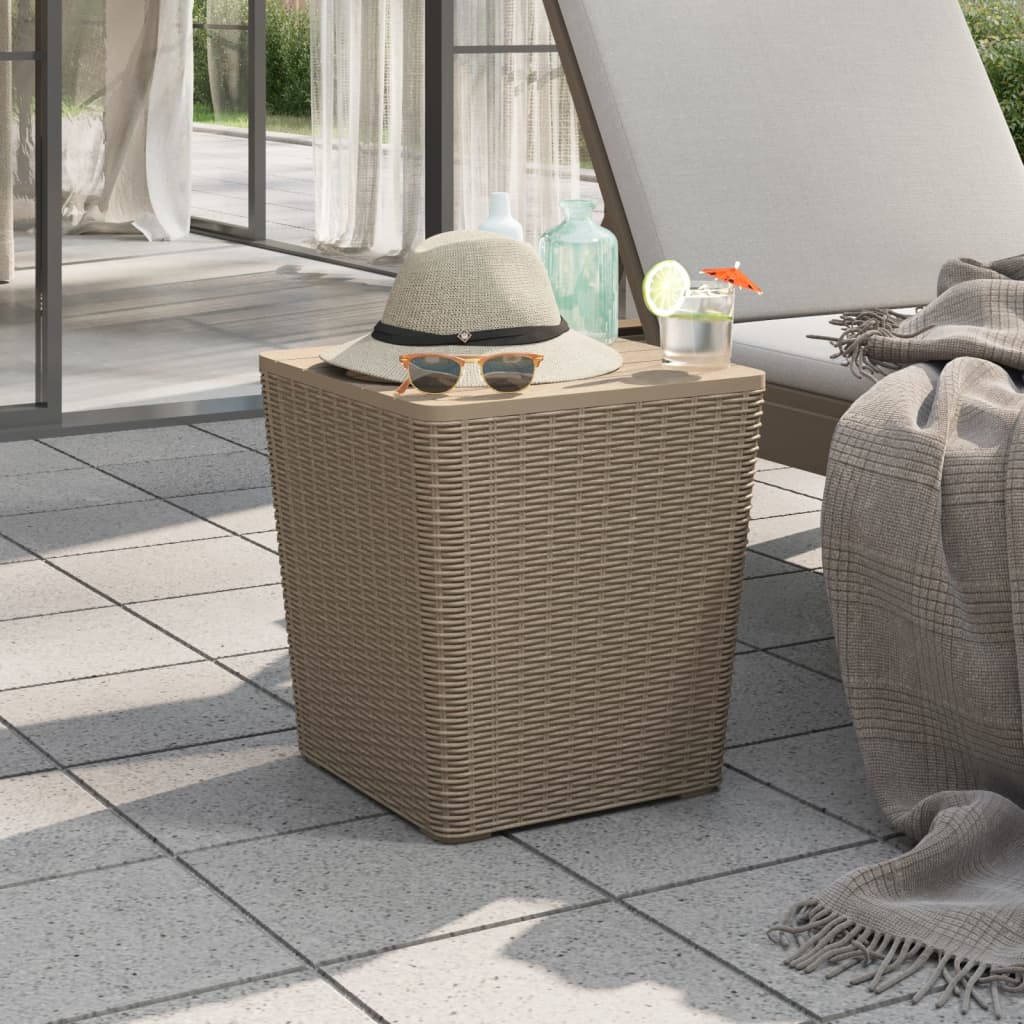 Mesa De Jardín Con Tapa Extraíble Polipropileno Marrón Claro