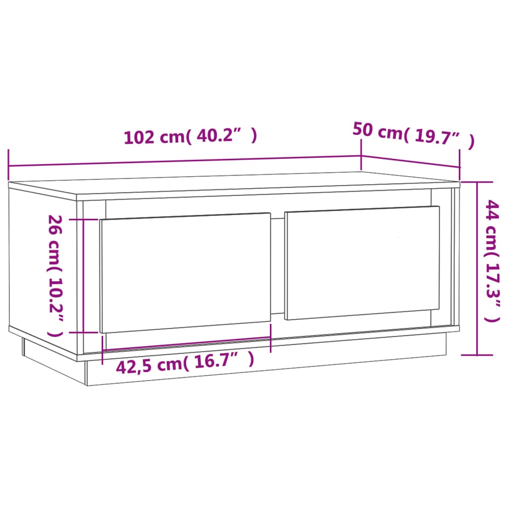 Mesa De Centro Madera Contrachapada 102X50X44 Cm