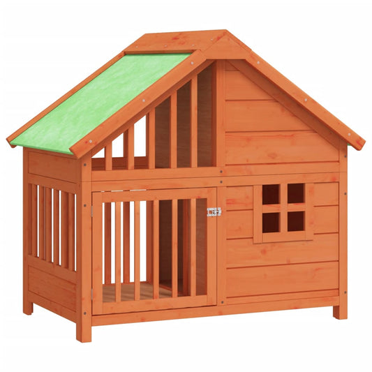 Caseta Para Perros Madera Maciza De Pino 96X60,5X87 Cm