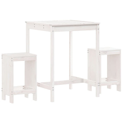 Set De Mesa Y Taburetes Altos Jardín 3 Pzas Madera