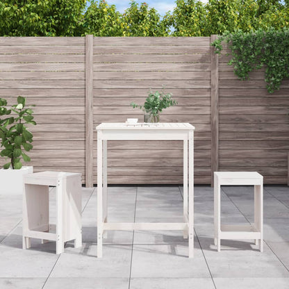Set De Mesa Y Taburetes Altos Jardín 3 Pzas Madera