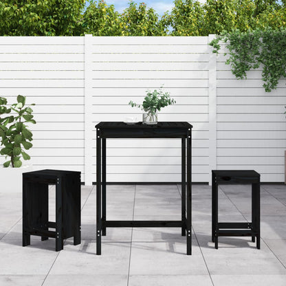 Set De Mesa Y Taburetes Altos Jardín 3 Pzas Madera