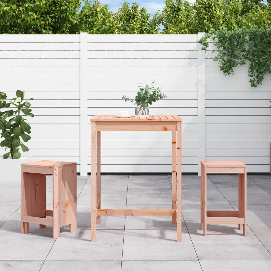 Set De Mesa Y Taburetes Altos Jardín 3 Pzas Madera