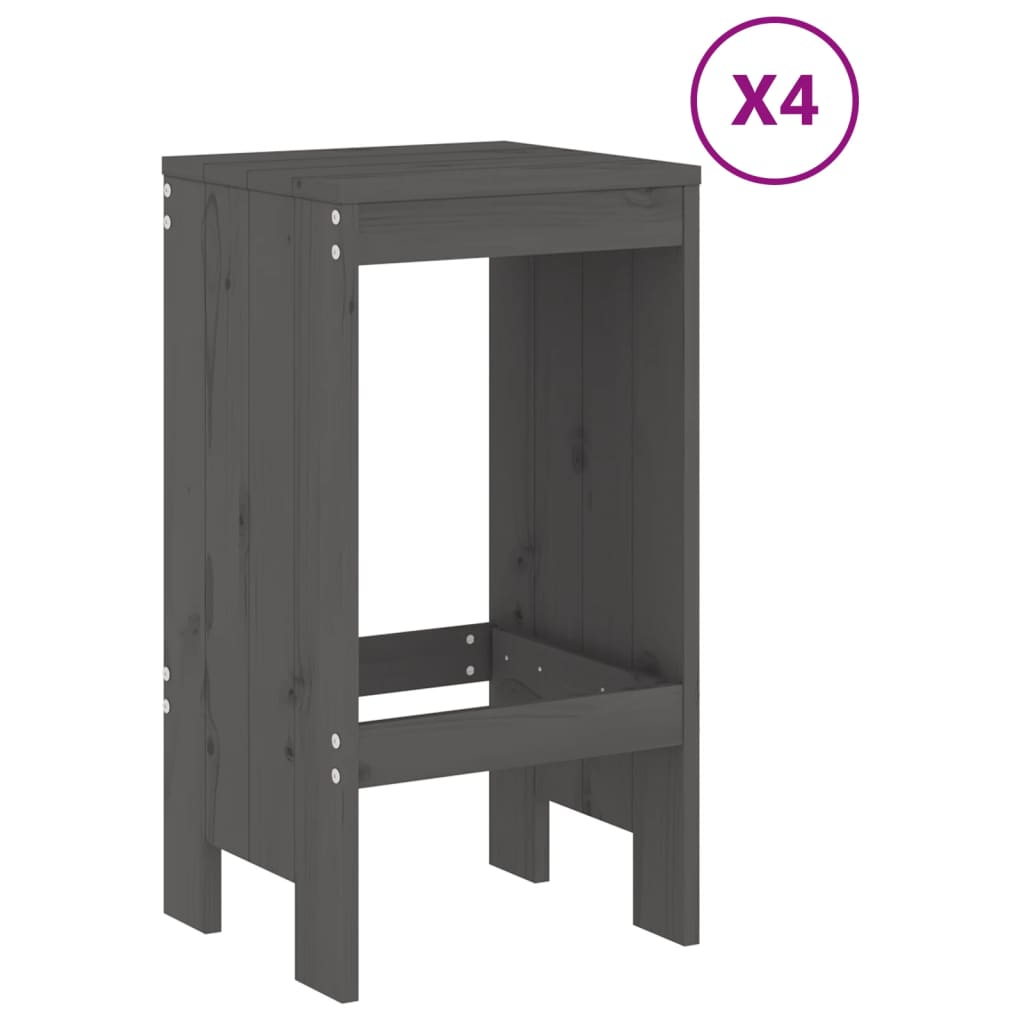 Set De Mesa Y Taburetes Altos Jardín 5 Piezas Madera