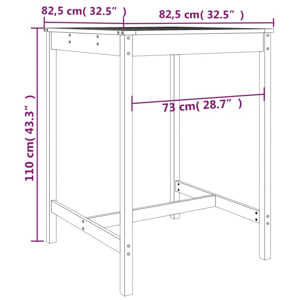 Set De Mesa Y Taburetes Altos Jardín 5 Piezas Madera