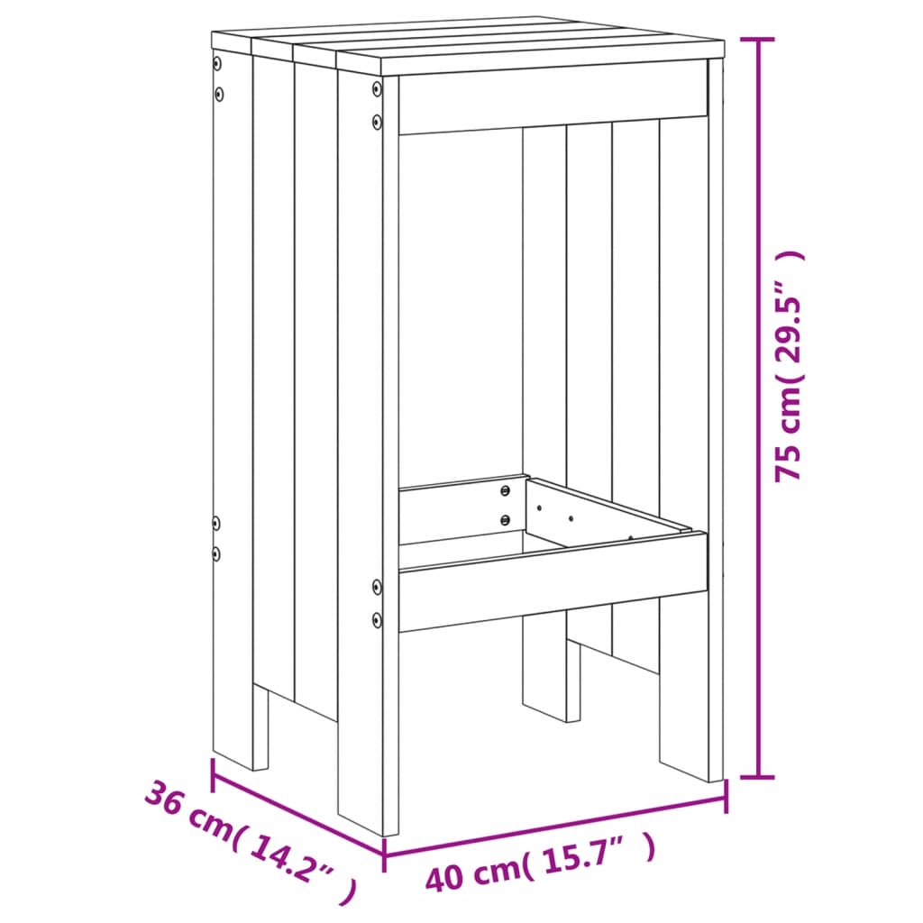 Set De Mesa Y Taburetes Altos Jardín 5 Piezas Madera