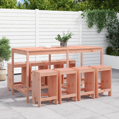Mesa Y Taburetes Altos De Jardín 9 Pzas Madera