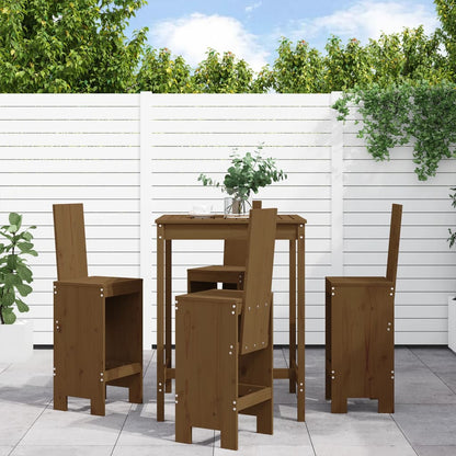 Mesa Alta Y Taburetes De Jardín 5 Piezas Madera Maciza Douglas