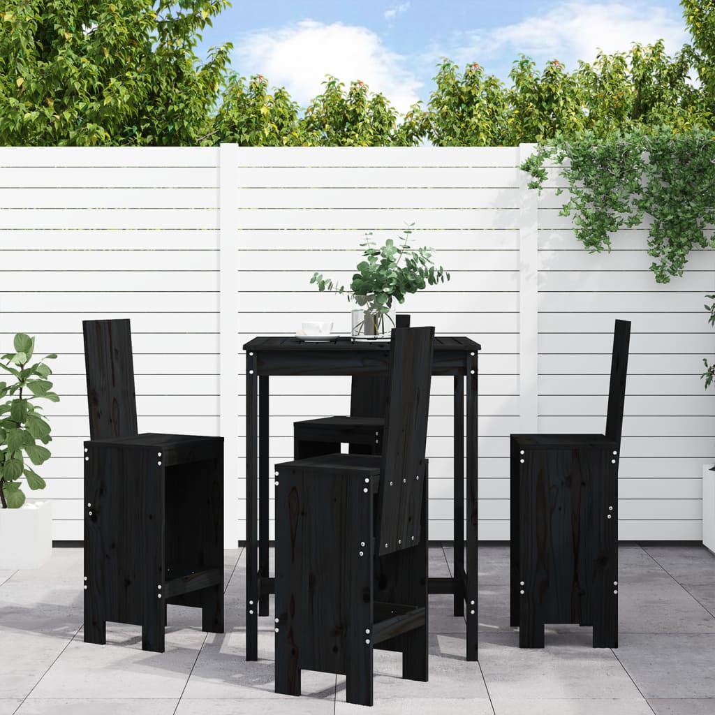 Mesa Alta Y Taburetes De Jardín 5 Piezas Madera Maciza Douglas