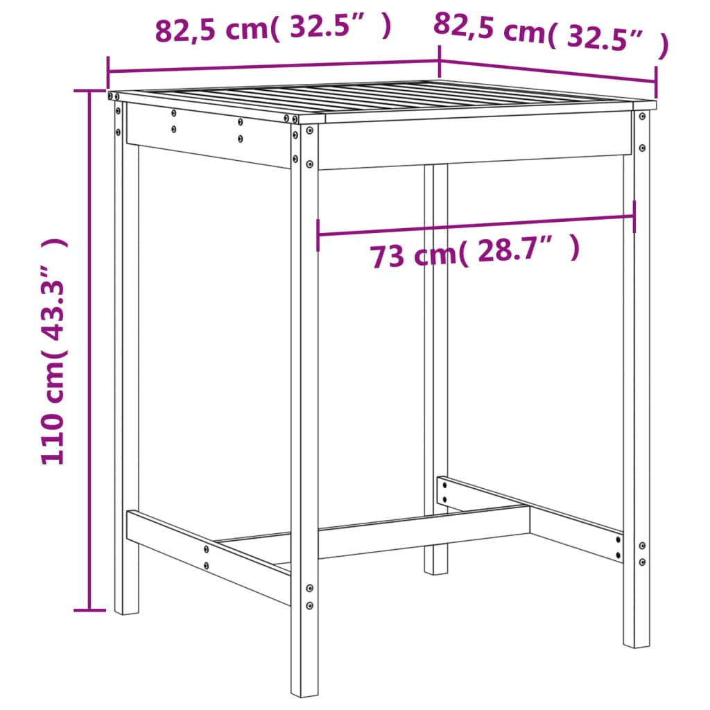 Mesa Alta Y Taburetes De Jardín 5 Piezas Madera Maciza Douglas