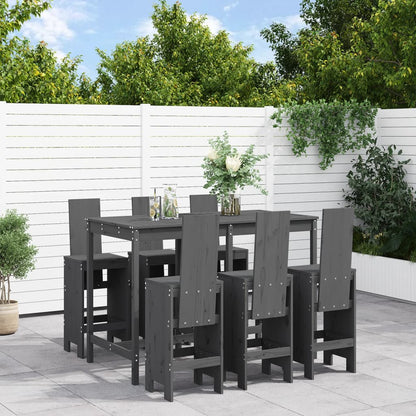 Set De Mesa Y Taburetes Altos Jardín 7 Piezas Madera