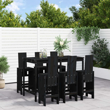 Set De Mesa Y Taburetes Altos Jardín 7 Piezas Madera