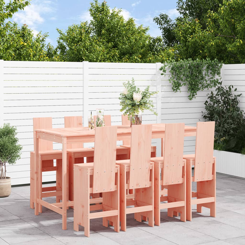 Mesa Y Taburetes Altos Jardín 9 Pzas Madera Maciza