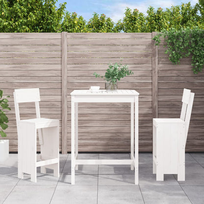 Set De Mesa Y Taburetes Altos Jardín 3 Piezas Madera