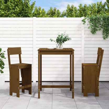 Set De Mesa Y Taburetes Altos Jardín 3 Piezas Madera