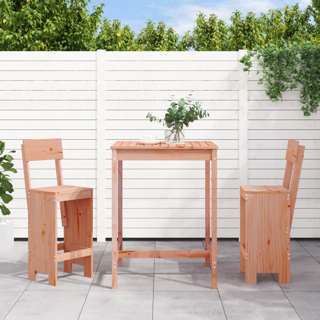 Set De Mesa Y Taburetes Altos Jardín 3 Piezas Madera