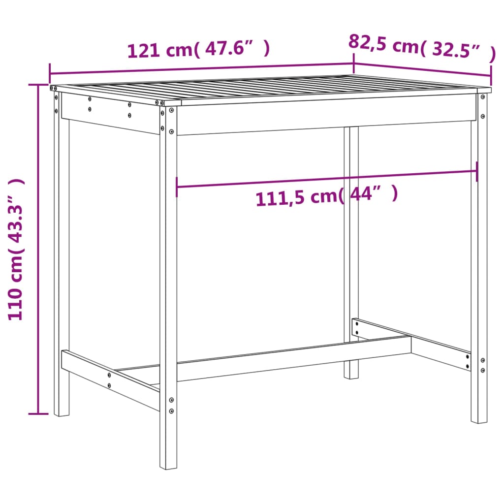 Set De Mesa Y Taburetes Altos Jardín 5 Piezas Madera