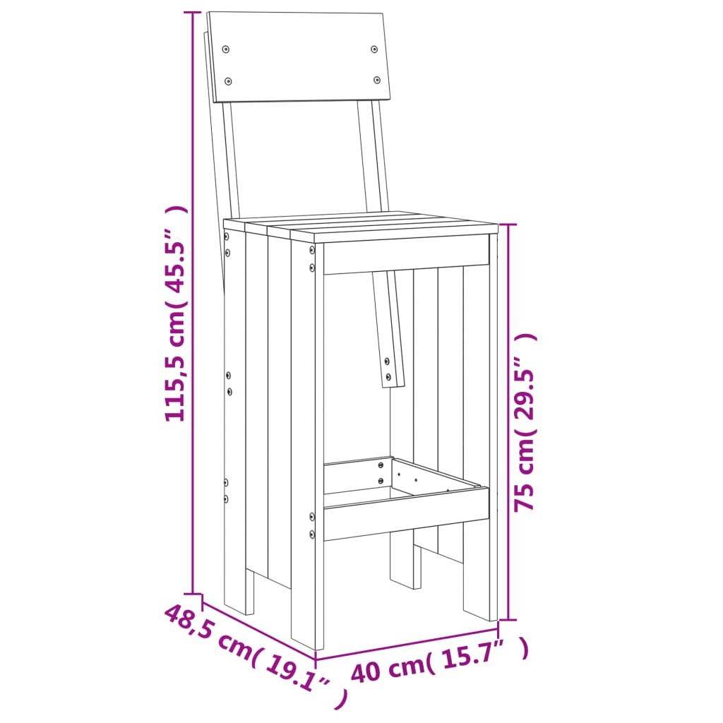 Set De Mesa Y Taburetes Altos Jardín 5 Piezas Madera